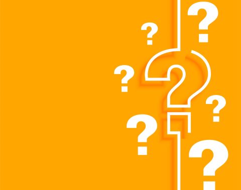 orange question mark background with text space