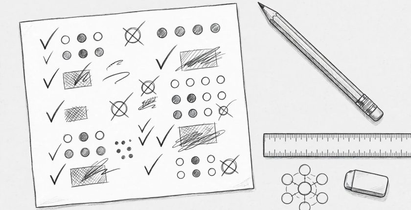 A practice paper, pencil, ruler, eraser, and revision plan arranged on a light background.